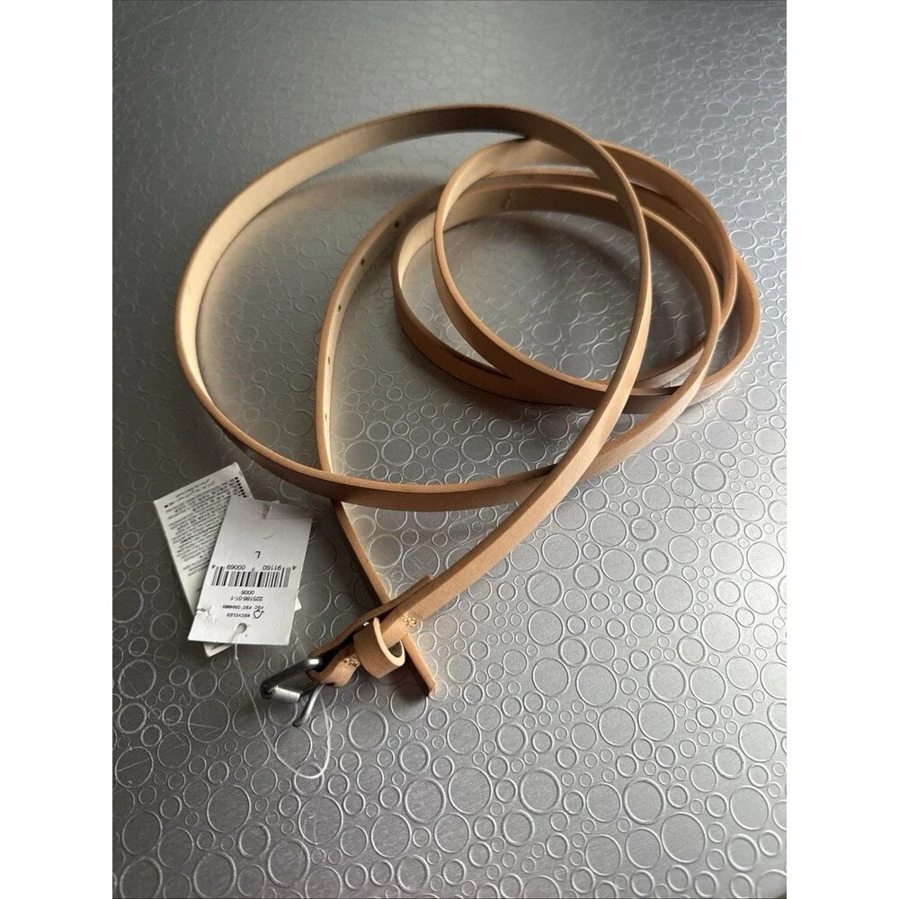 NWT Gap Leather Skinny Double Wrap Waist Belt Natural Tan Beige - Size L New